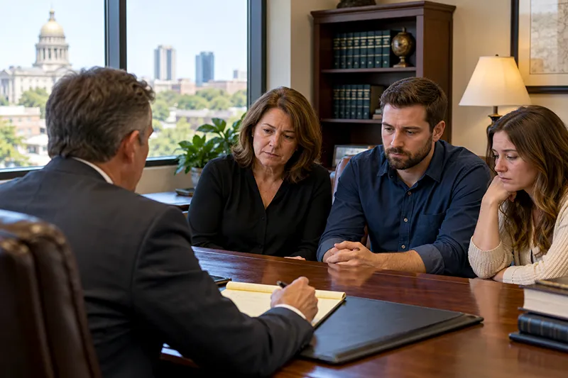 Oklahoma family meeting with a wrongful death attorney after the loss of a loved one